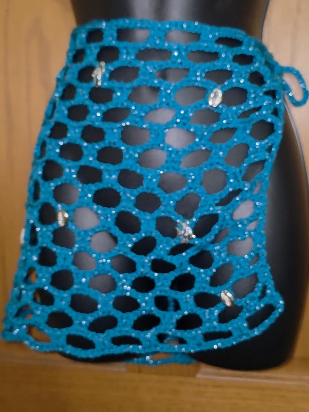Handmade Turquoise Crochet Multi-way Mesh Sarong, One Size